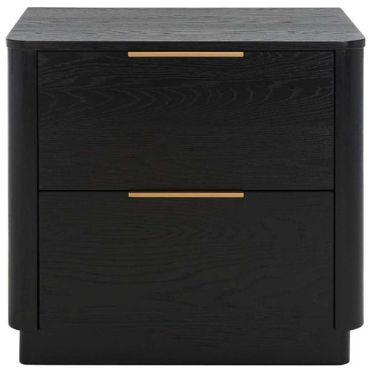 Safavieh - Gabrietta 2 Drawer Nightstand - Black - Gold - SFV2142B veiw 1
