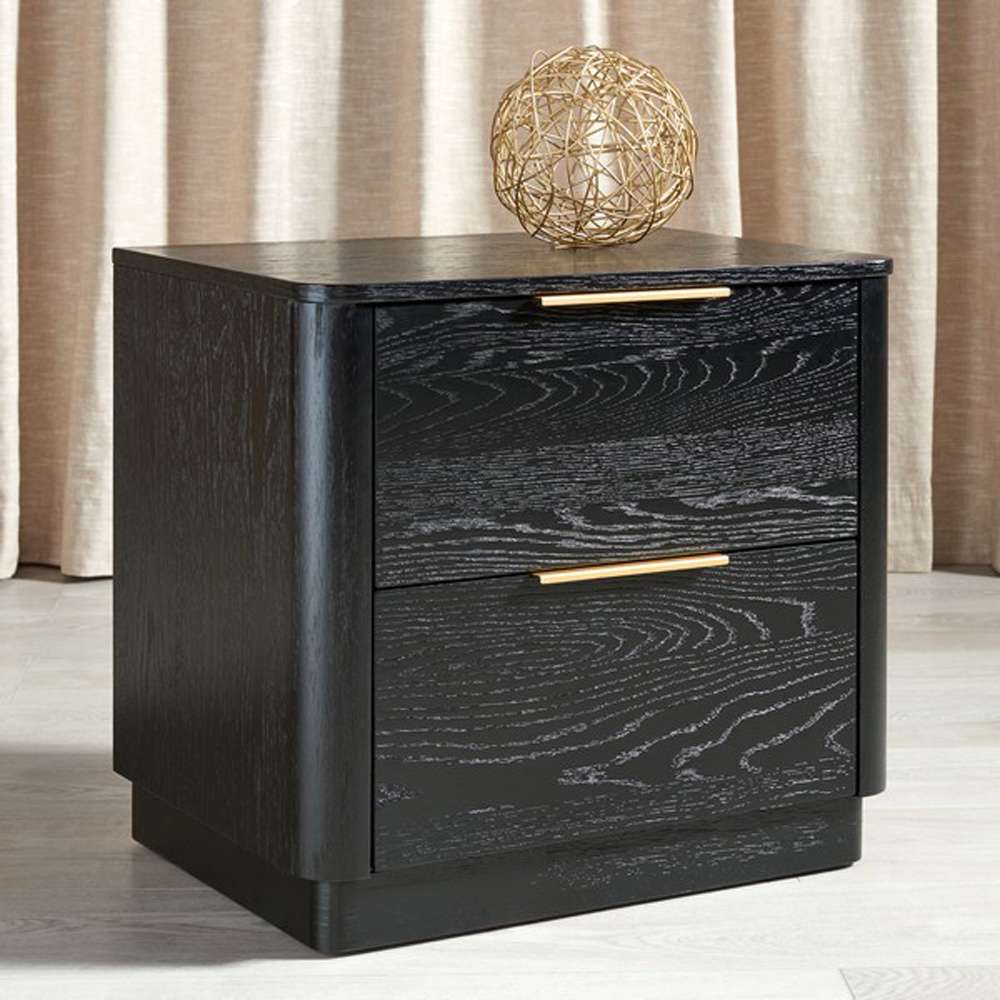 Safavieh - Gabrietta 2 Drawer Nightstand - Black - Gold - SFV2142B veiw 4