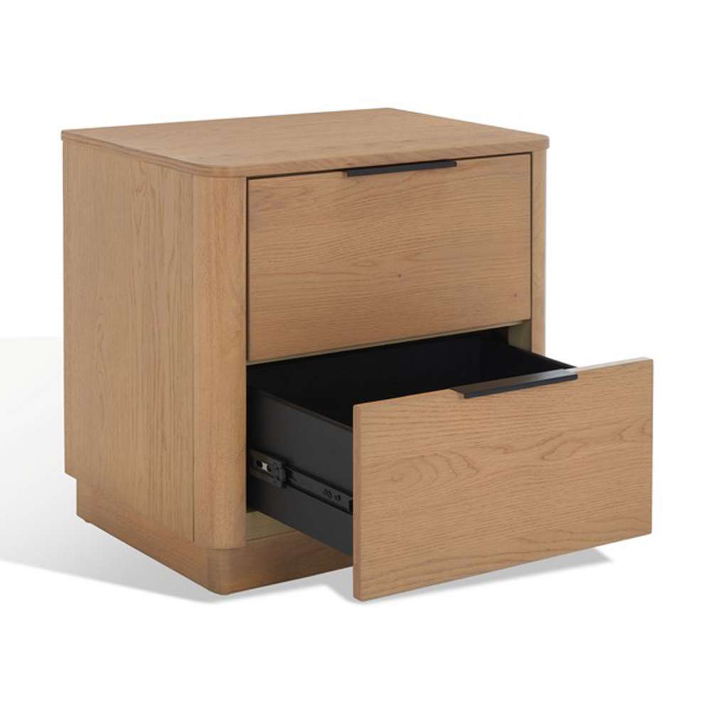 Safavieh - Gabrietta 2 Drawer Nightstand - Natural - Black - SFV2142A veiw 3
