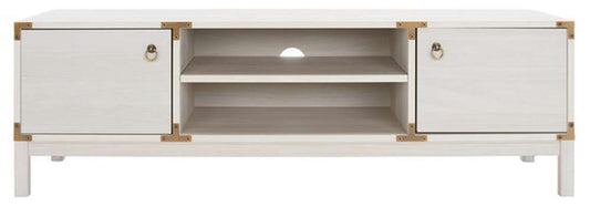 Safavieh - Galio 2Door 2Shelf Media Stand - White - Gold - MED9612C veiw 1
