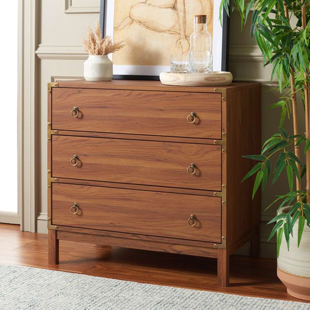 Safavieh - Galio 3 Drawer Chest - Walnut - Gold - CHS9600A veiw 3