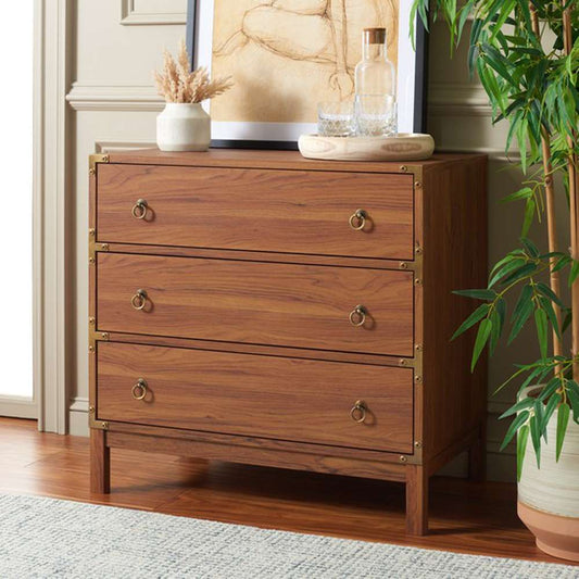 Safavieh - Galio 3 Drawer Chest - Walnut - Gold - CHS9600A veiw 3