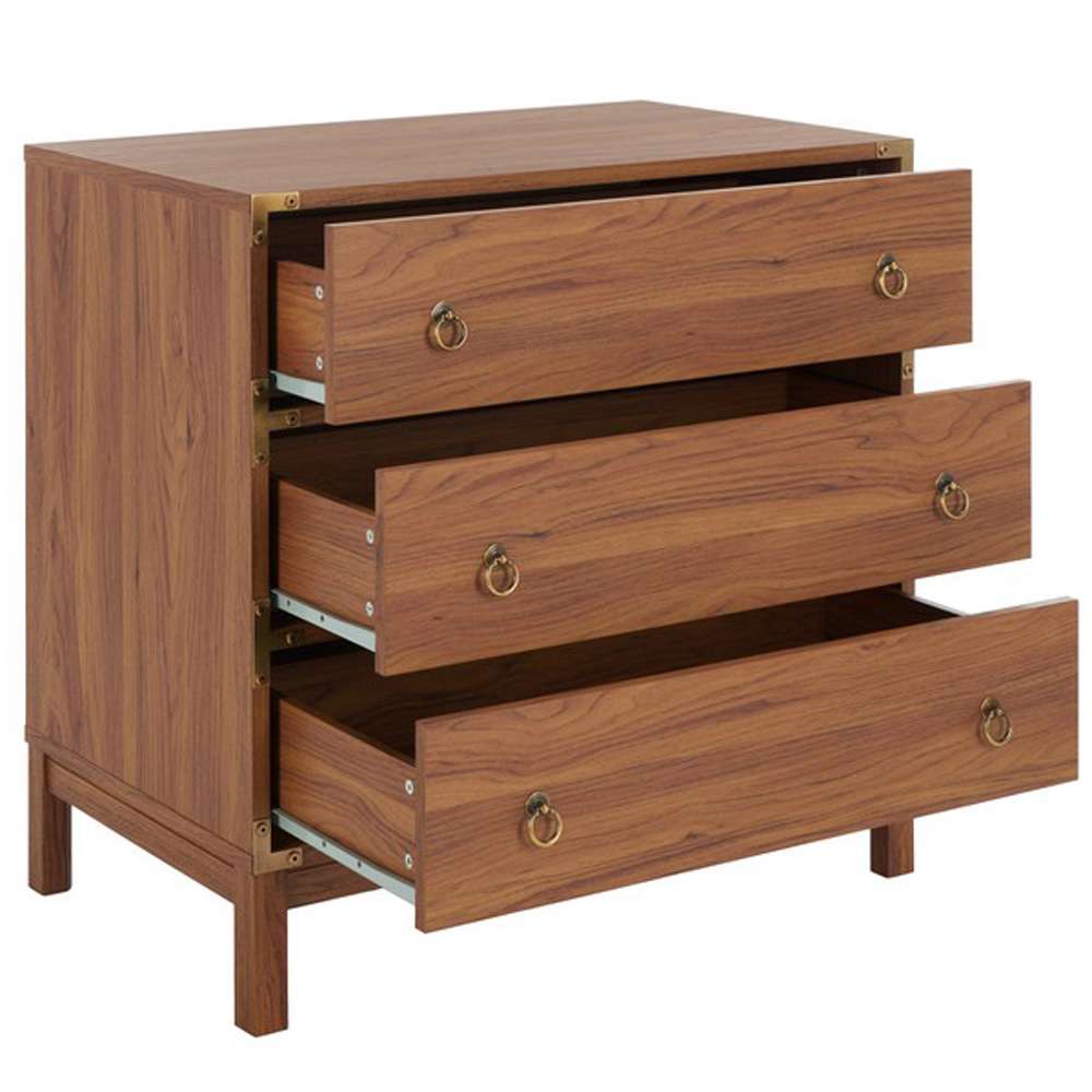 Safavieh - Galio 3 Drawer Chest - Walnut - Gold - CHS9600A veiw 4