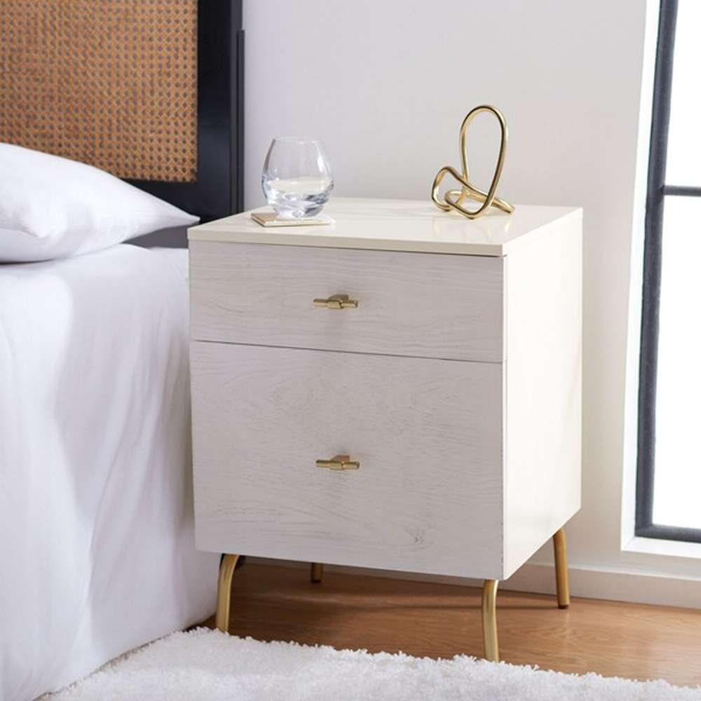 Safavieh - Genevieve 2 Drawer Nightstand - Cream - White Washed - NST5002E veiw 2