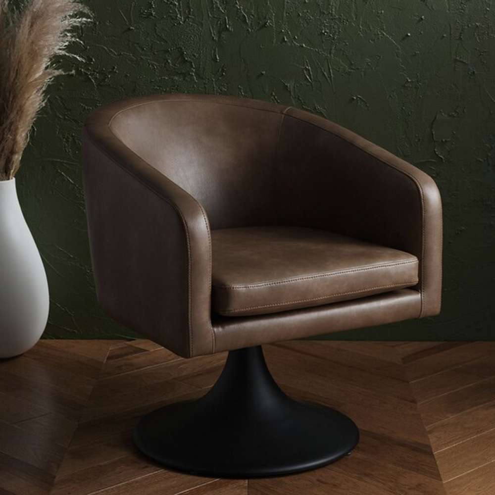 Safavieh - Gonzalez Pedastal Chair - Light Brown - Black - SFV4775A veiw 2