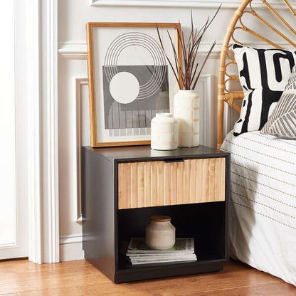 Safavieh - Grayden I 1 Drawer Nightstand - Black - Natural - NST9203B veiw 3