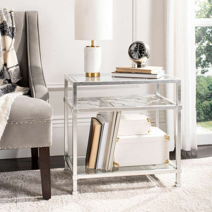 Safavieh - Hanzel Side Table - Silver - Glass - AMH8312B veiw 3