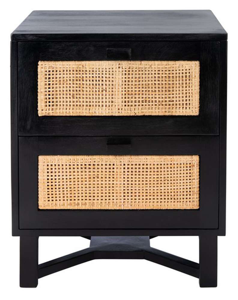 Safavieh - Hedwig 2 Drawer Nightstand - Black - Natural - NST4007C veiw 1