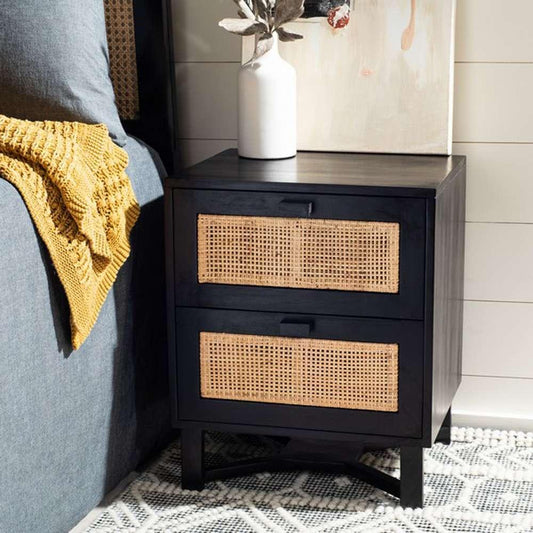 Safavieh - Hedwig 2 Drawer Nightstand - Black - Natural - NST4007C veiw 2