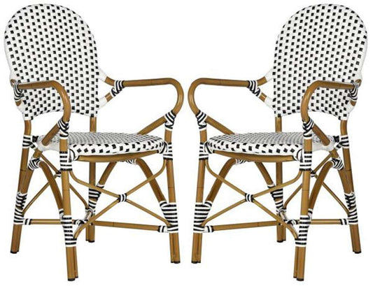 Safavieh - Hooper Arm Chair - Black - White  (Set of 2) - FOX5209E-SET2 veiw 1