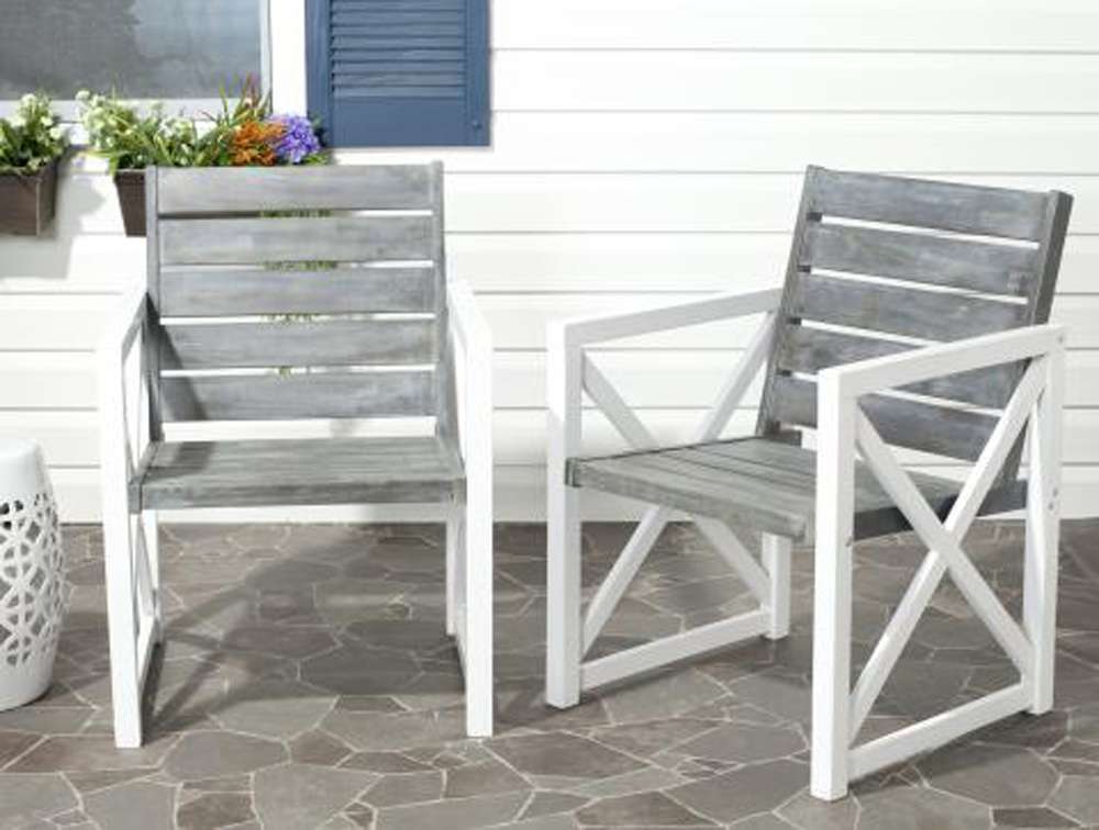 Safavieh - Irina Arm Chair - White - Grey  (Set of 2) - FOX6701A-SET2 veiw 1