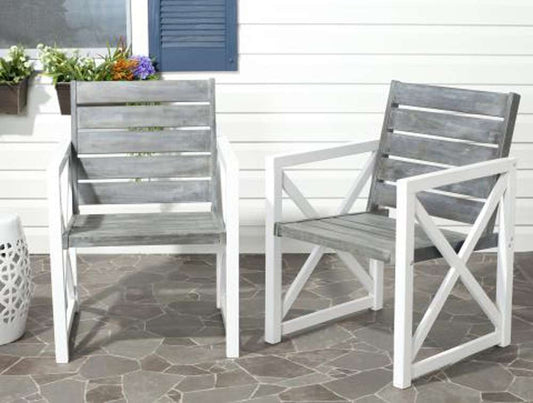 Safavieh - Irina Arm Chair - White - Grey  (Set of 2) - FOX6701A-SET2 veiw 1