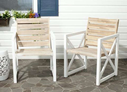 Safavieh - Irina Arm Chair - White - Oak  (Set of 2) - FOX6701B-SET2 veiw 1