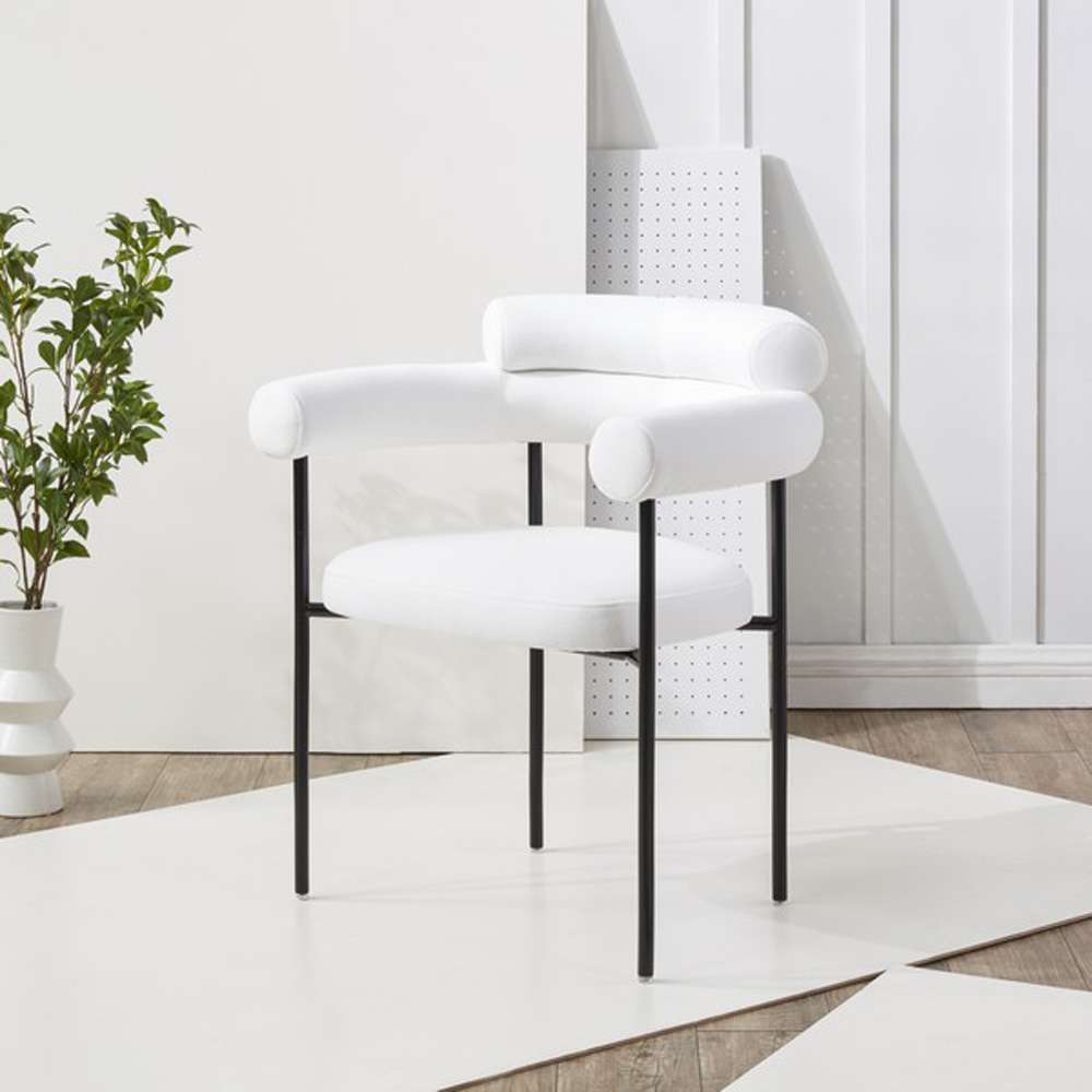Safavieh - Jaslene Curved Back Dining Chair - White - Black - SFV4791A veiw 3
