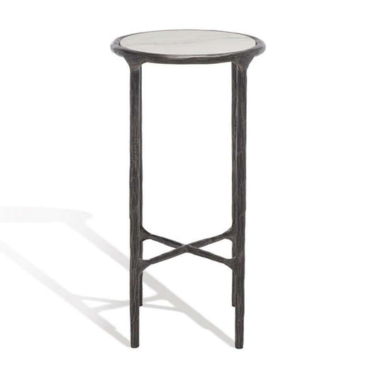 Safavieh - Jessa Metal Tall Round End Table - Black - White - SFV9504D veiw 2