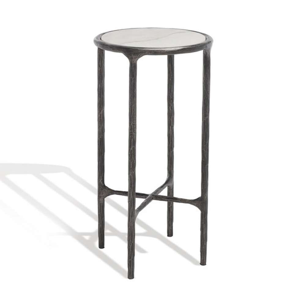 Safavieh - Jessa Metal Tall Round End Table - Black - White - SFV9504D veiw 4