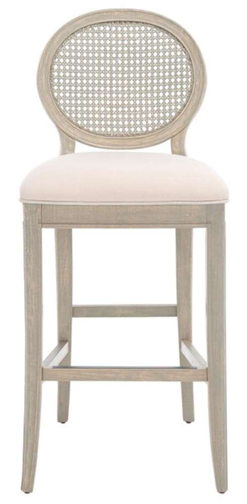 Safavieh - Karlee Rattan Back Barstool - Beige - Rustic Grey  (Set of 2) - SFV2132A-SET2 veiw 1