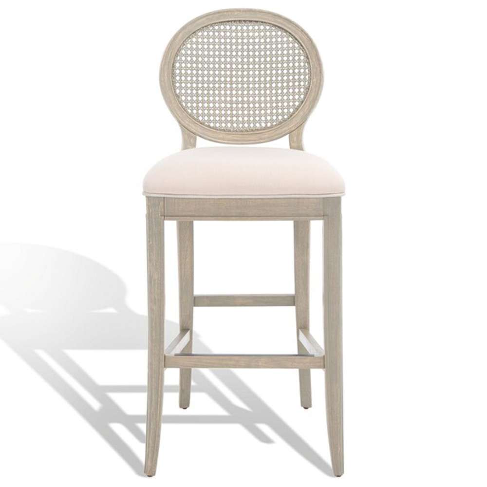 Safavieh - Karlee Rattan Back Barstool - Beige - Rustic Grey  (Set of 2) - SFV2132A-SET2 veiw 2