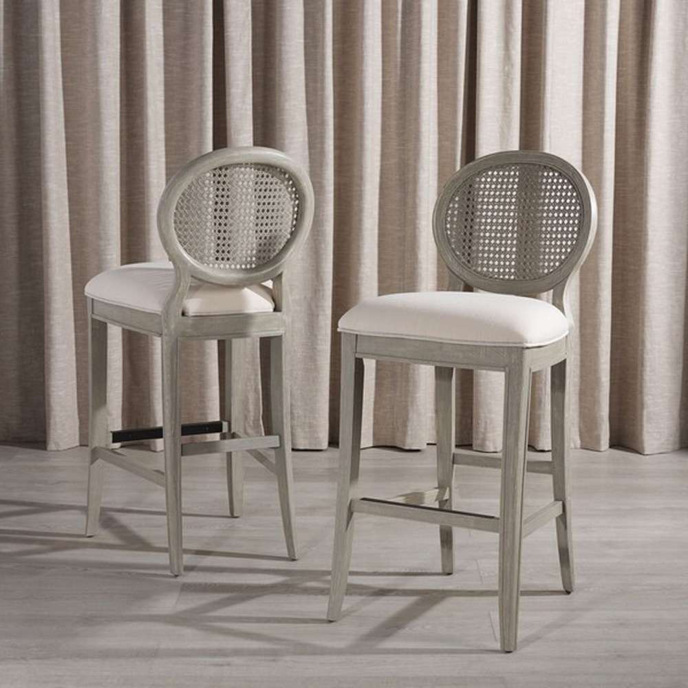 Safavieh - Karlee Rattan Back Barstool - Beige - Rustic Grey  (Set of 2) - SFV2132A-SET2 veiw 3