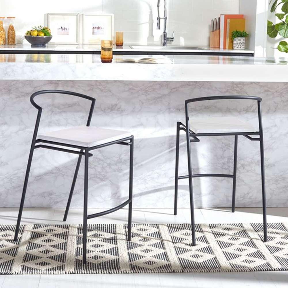 Safavieh - Knightley Counter Stool - White - Black  (Set of 2) - BST3007B-SET2 veiw 2