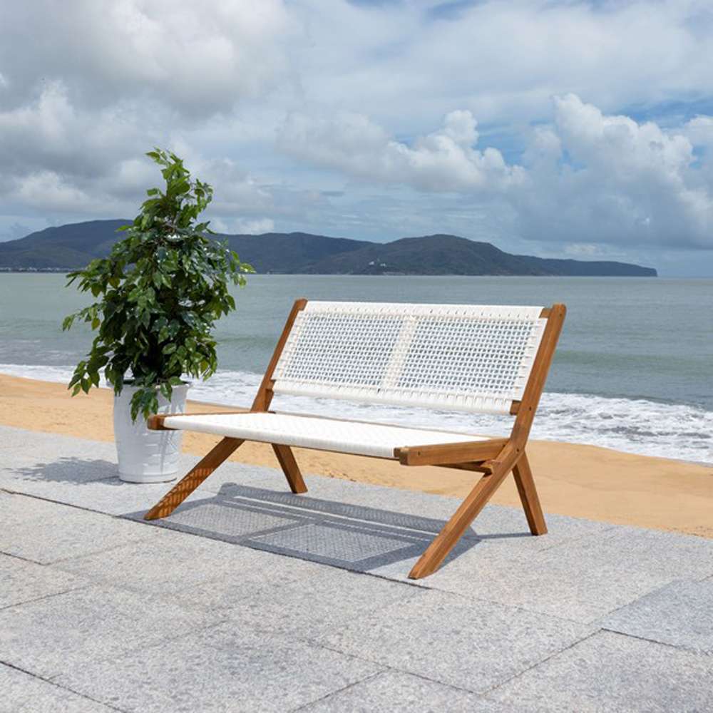 Safavieh - Kobina Outdoor Bench - Natural - White - PAT7304D veiw 2