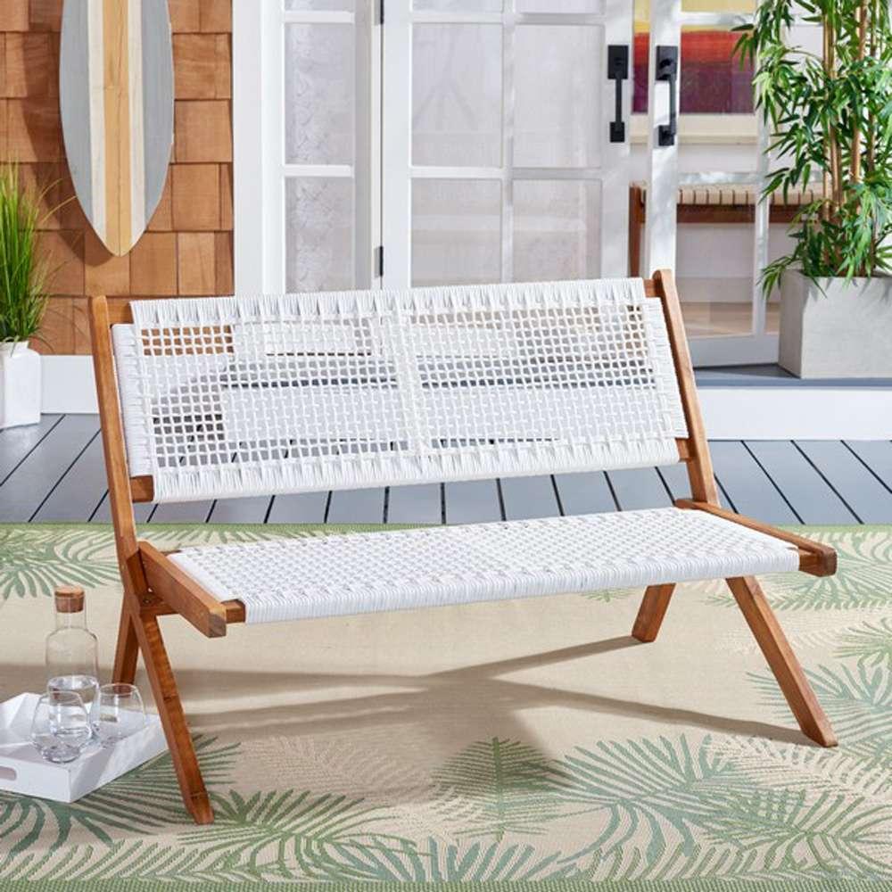 Safavieh - Kobina Outdoor Bench - Natural - White - PAT7304D veiw 3