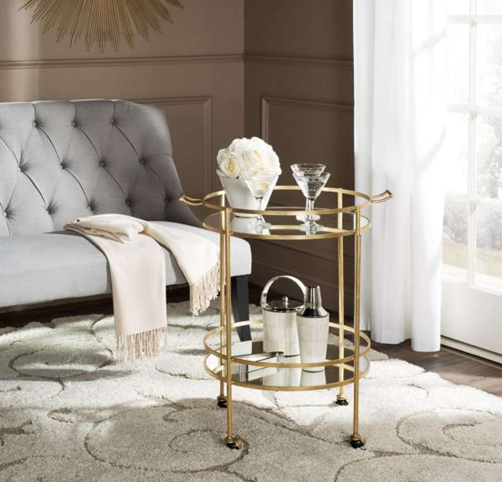 Safavieh - Lavinia Bar Cart - Gold - Mirror - FOX2552B veiw 2
