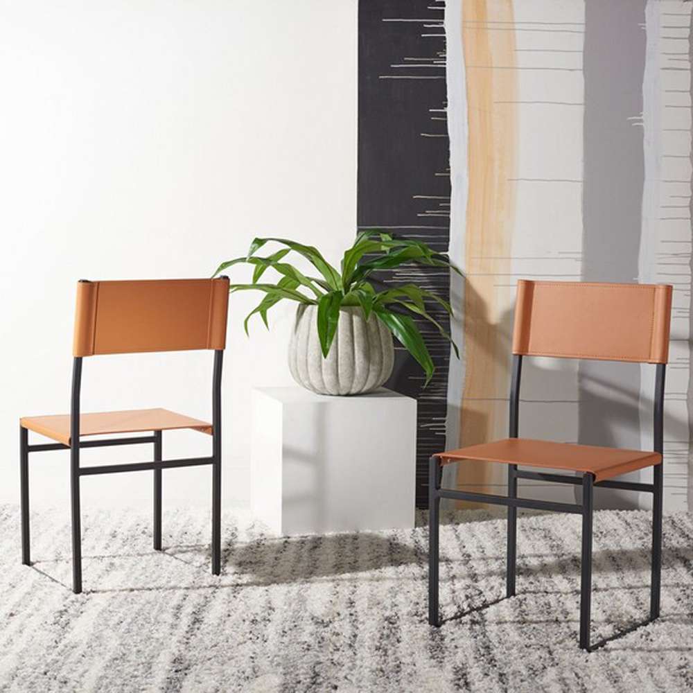 Safavieh - Layne Dining Chair - Cognac - Black  (Set of 2) - DCH3003D-SET2 veiw 2