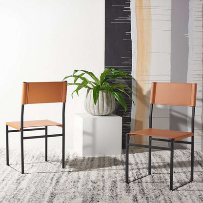 Safavieh - Layne Dining Chair - Cognac - Black  (Set of 2) - DCH3003D-SET2 veiw 2