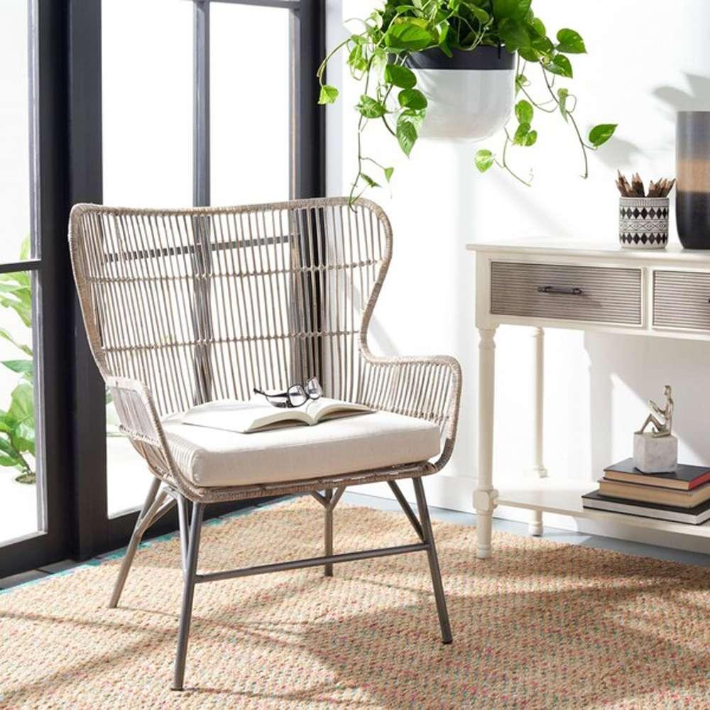 Safavieh - Lenu Rattan Acct Chair W/Cush - White - Grey White Wash - ACH6510A veiw 2