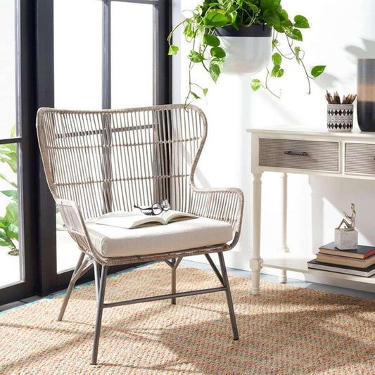 Safavieh - Lenu Rattan Acct Chair W/Cush - White - Grey White Wash - ACH6510A veiw 2