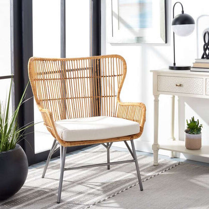 Safavieh - Lenu Rattan Acct Chair W/Cush - White - Natural - ACH6510B veiw 2