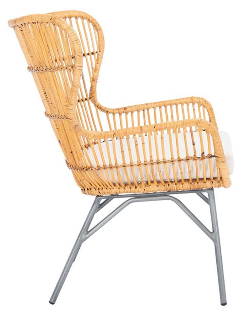 Safavieh - Lenu Rattan Acct Chair W/Cush - White - Natural - ACH6510B veiw 3