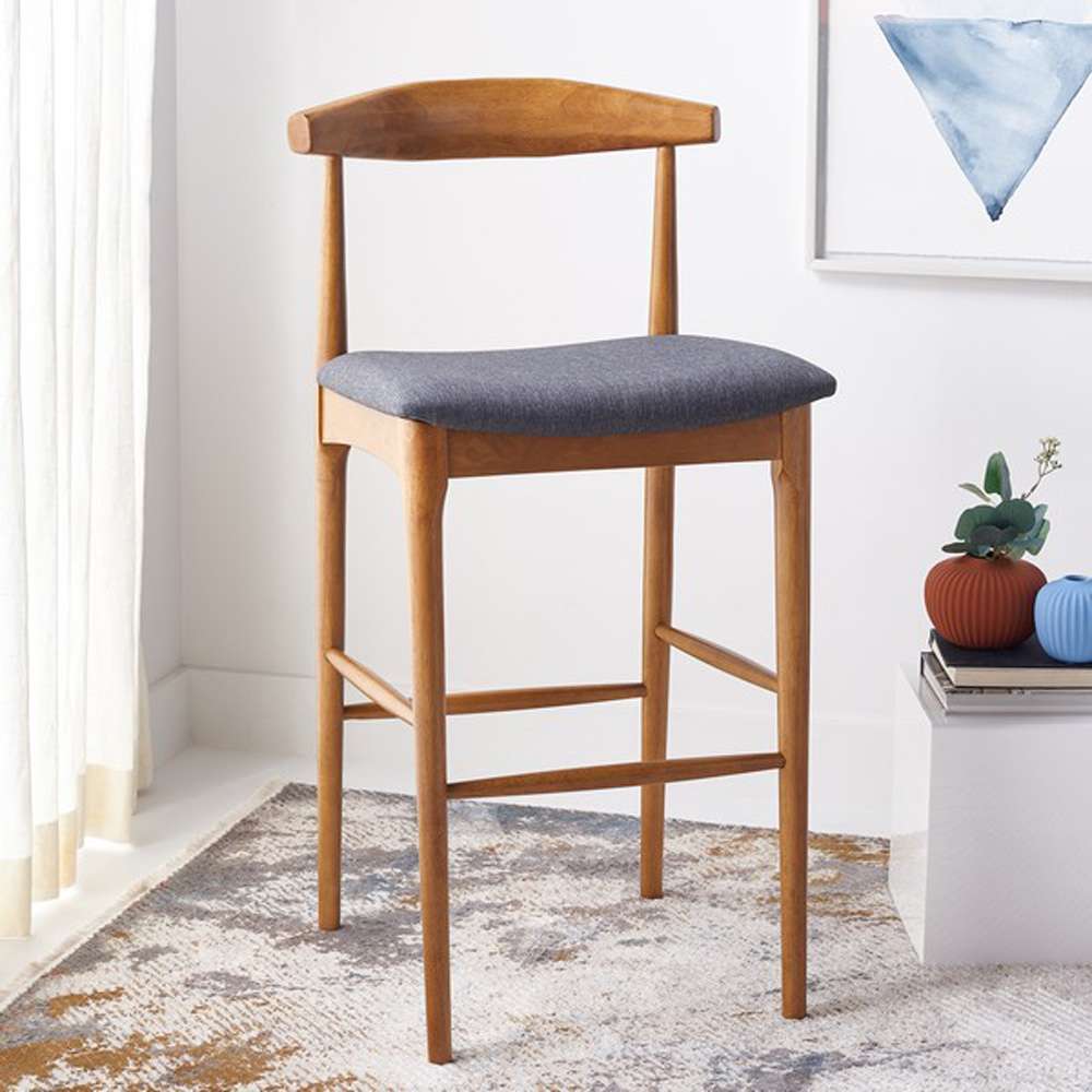 Safavieh - Lionel Retro Barstool - Walnut - Dark Grey - BST1503C veiw 2
