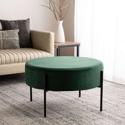 Safavieh - Lisbon Round Cocktail Ottoman - Malachite Green - Black - OTT6203A veiw 2