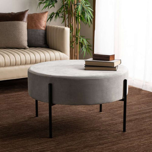 Safavieh - Lisbon Round Cocktail Ottoman - Grey - Black - OTT6203C veiw 2