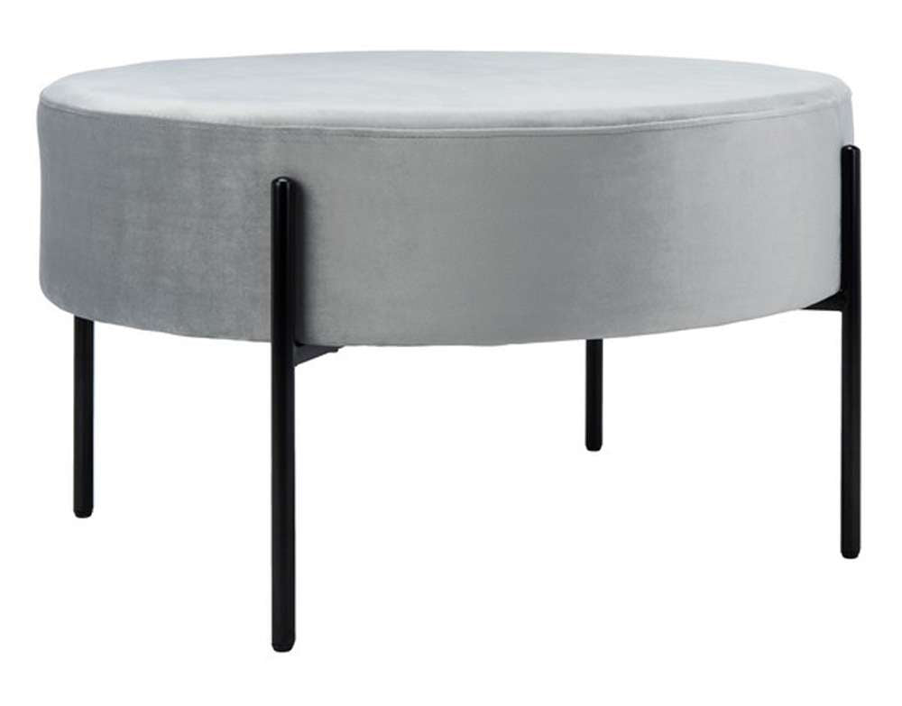 Safavieh - Lisbon Round Cocktail Ottoman - Grey - Black - OTT6203C veiw 3