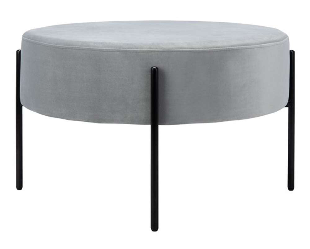Safavieh - Lisbon Round Cocktail Ottoman - Grey - Black - OTT6203C veiw 4