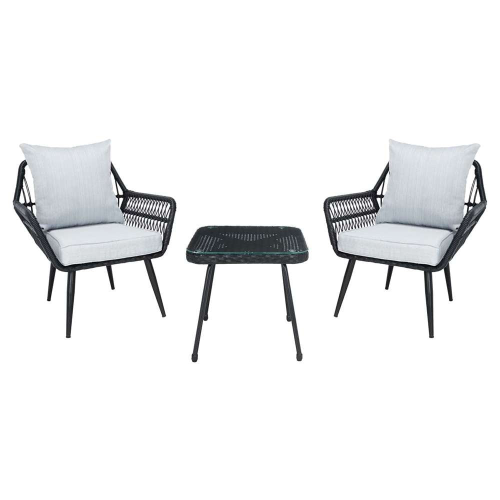 Safavieh - Londyn 3Pc Lounge Set - Black - Grey - PAT9031A veiw 1