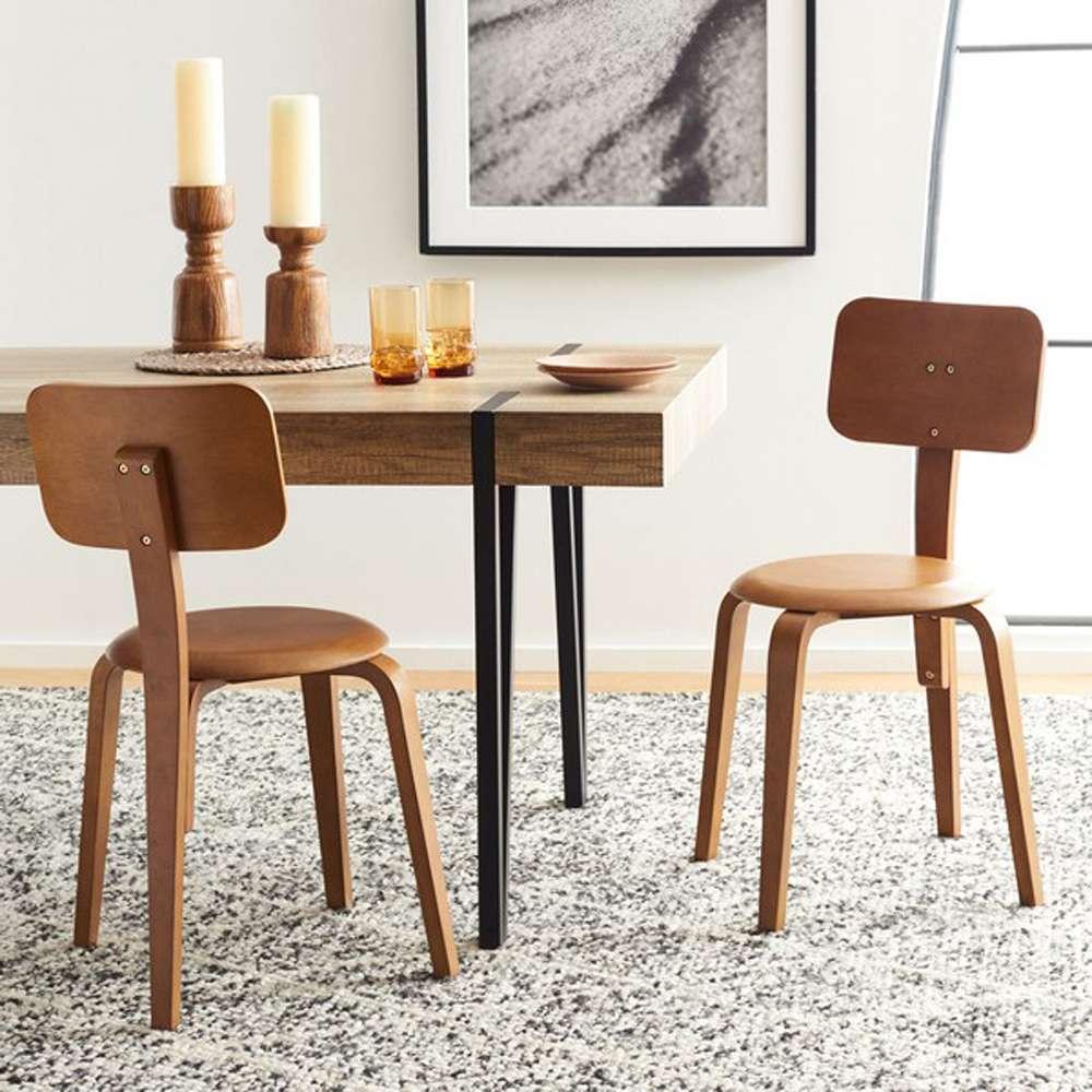 Safavieh - Luella Stackable Dining Chair - Walnut  (Set of 2) - DCH1009A-SET2 veiw 2