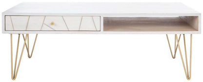 Safavieh - Marigold Coffee Table - White Washed - Brass - COF9000C veiw 1