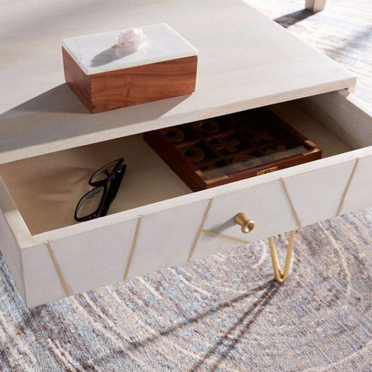 Safavieh - Marigold Coffee Table - White Washed - Brass - COF9000C veiw 2