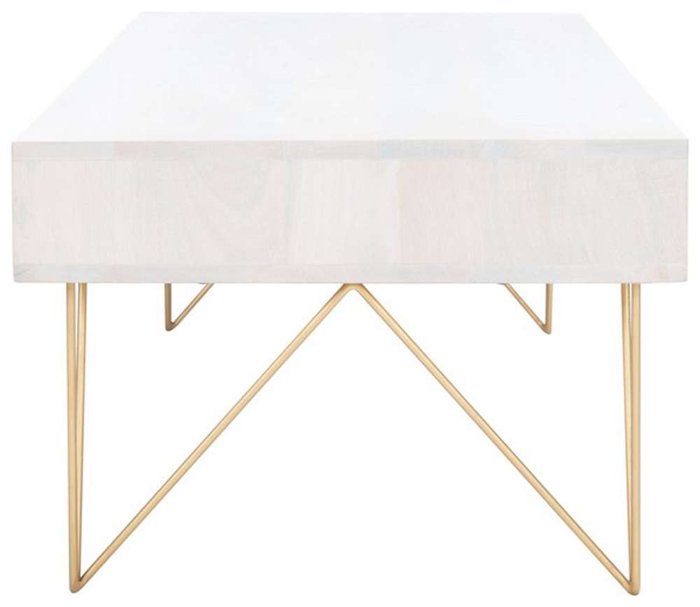 Safavieh - Marigold Coffee Table - White Washed - Brass - COF9000C veiw 4