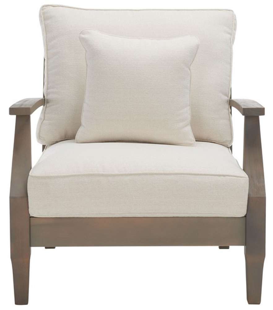 Safavieh - Martinique Wood Patio Armchair - Light Grey - Beige - CPT1011C veiw 1