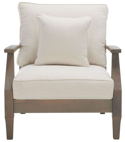 Safavieh - Martinique Wood Patio Armchair - Light Grey - Beige - CPT1011C veiw 1