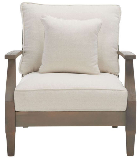 Safavieh - Martinique Wood Patio Armchair - Light Grey - Beige - CPT1011C veiw 1