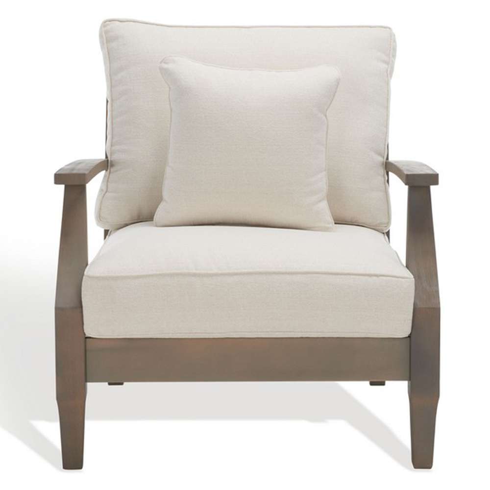 Safavieh - Martinique Wood Patio Armchair - Light Grey - Beige - CPT1011C veiw 2
