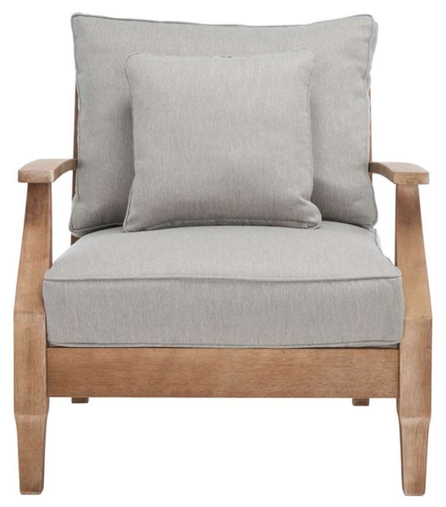 Safavieh - Martinique Wood Patio Armchair - Natural - Grey - CPT1011B veiw 1