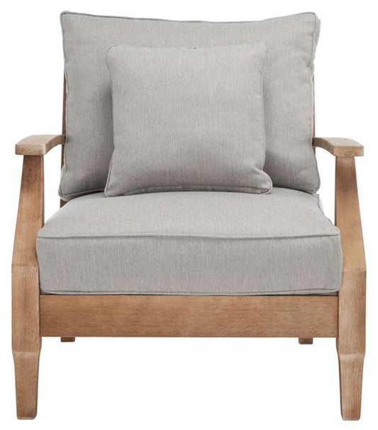 Safavieh - Martinique Wood Patio Armchair - Natural - Grey - CPT1011B veiw 1