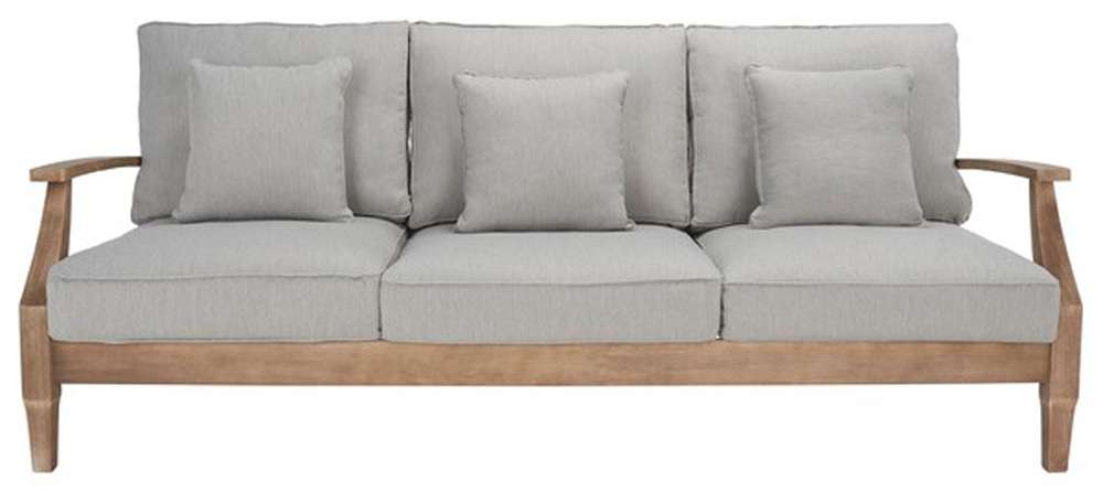 Safavieh - Martinique Wood Patio Sofa - Natural - Grey - CPT1013B veiw 1